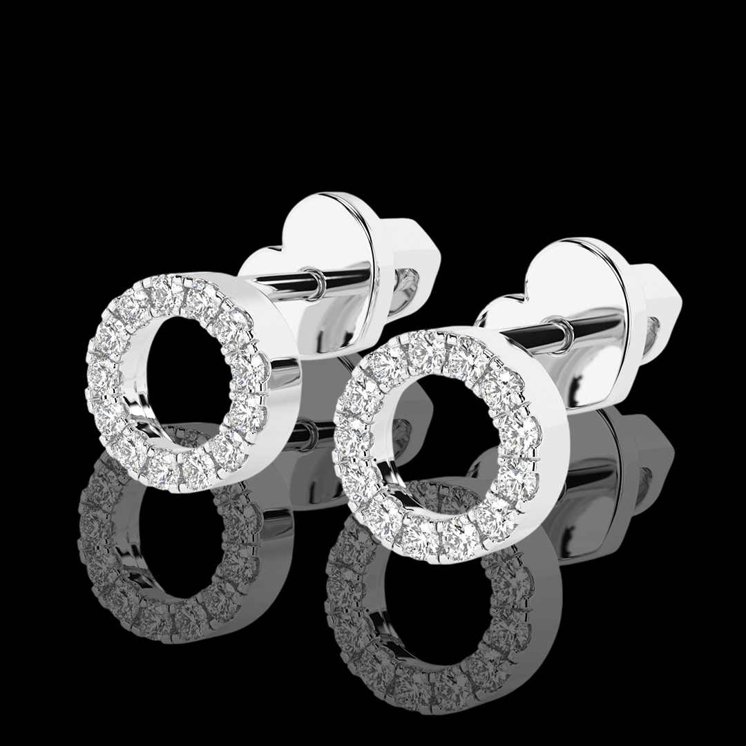 Balto aukso "O" formos auskarai su deimantais