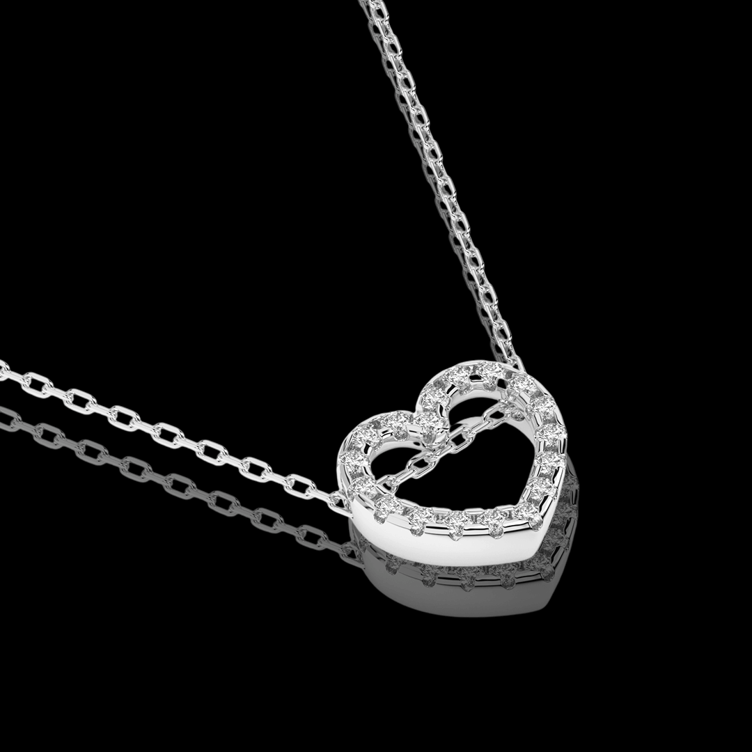 Balto aukso grandinėlė su mažu širdelės pakabuku