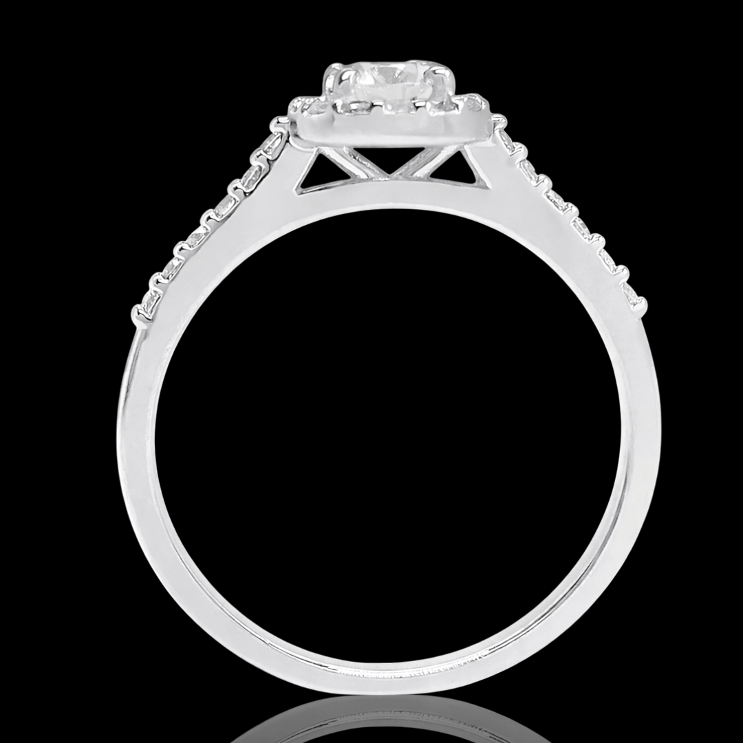 Balto aukso žiedas su deimantais