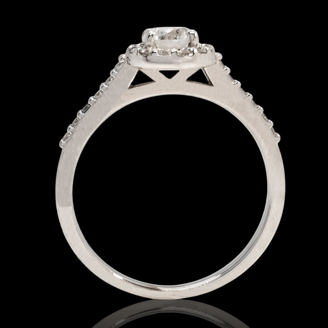 Balto aukso žiedas su deimantais