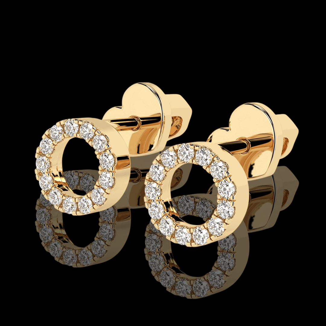 Geltono aukso "O" formos auskarai su deimantais