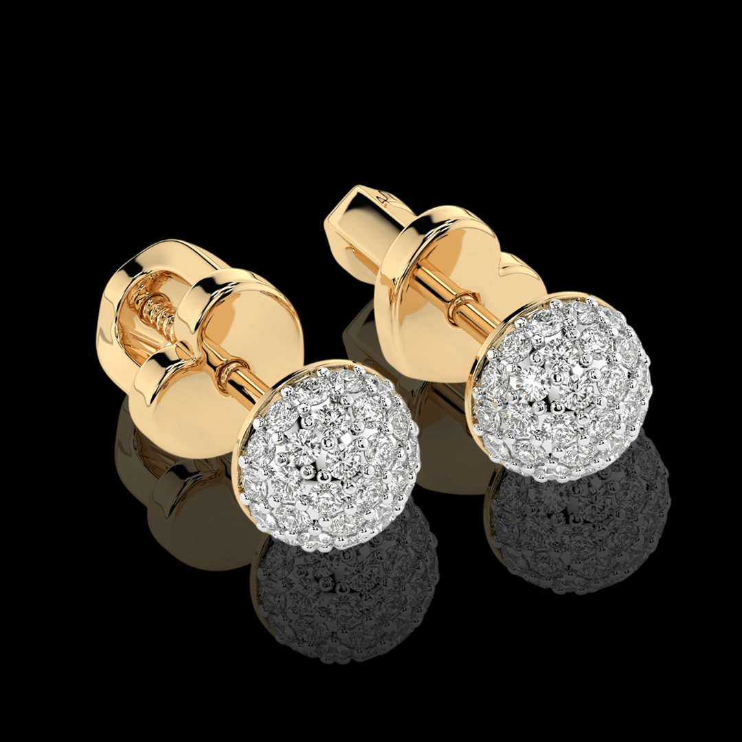 Geltono aukso auskarai su deimantais apvalios formos