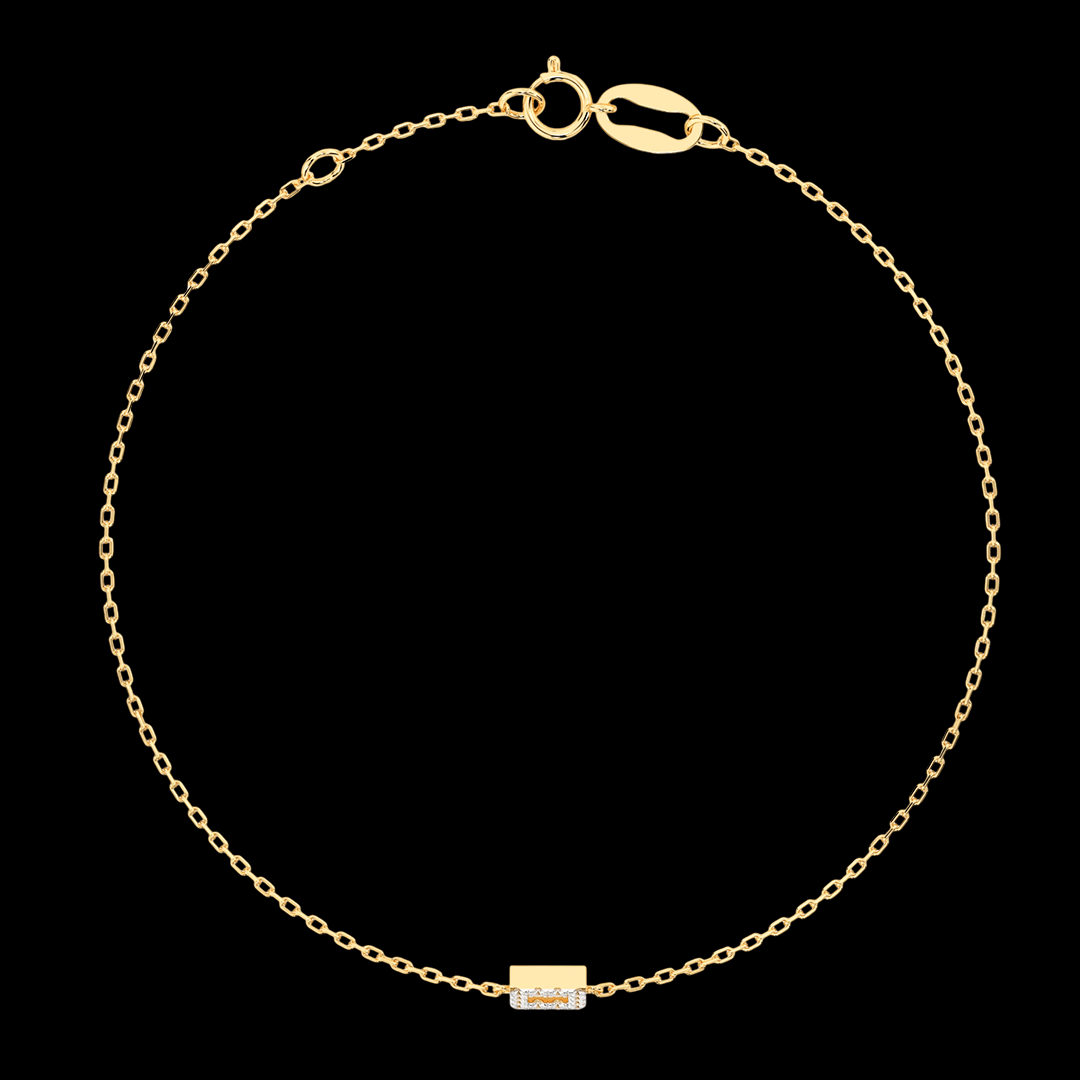 Geltono aukso apyrankė su "kvadrato" pakabuku