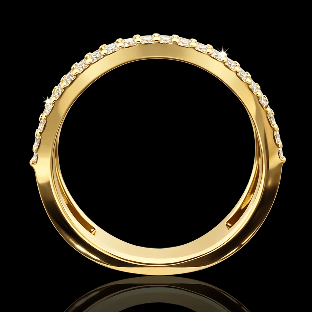 Geltono aukso žiedas su briliantinėm juostelėm