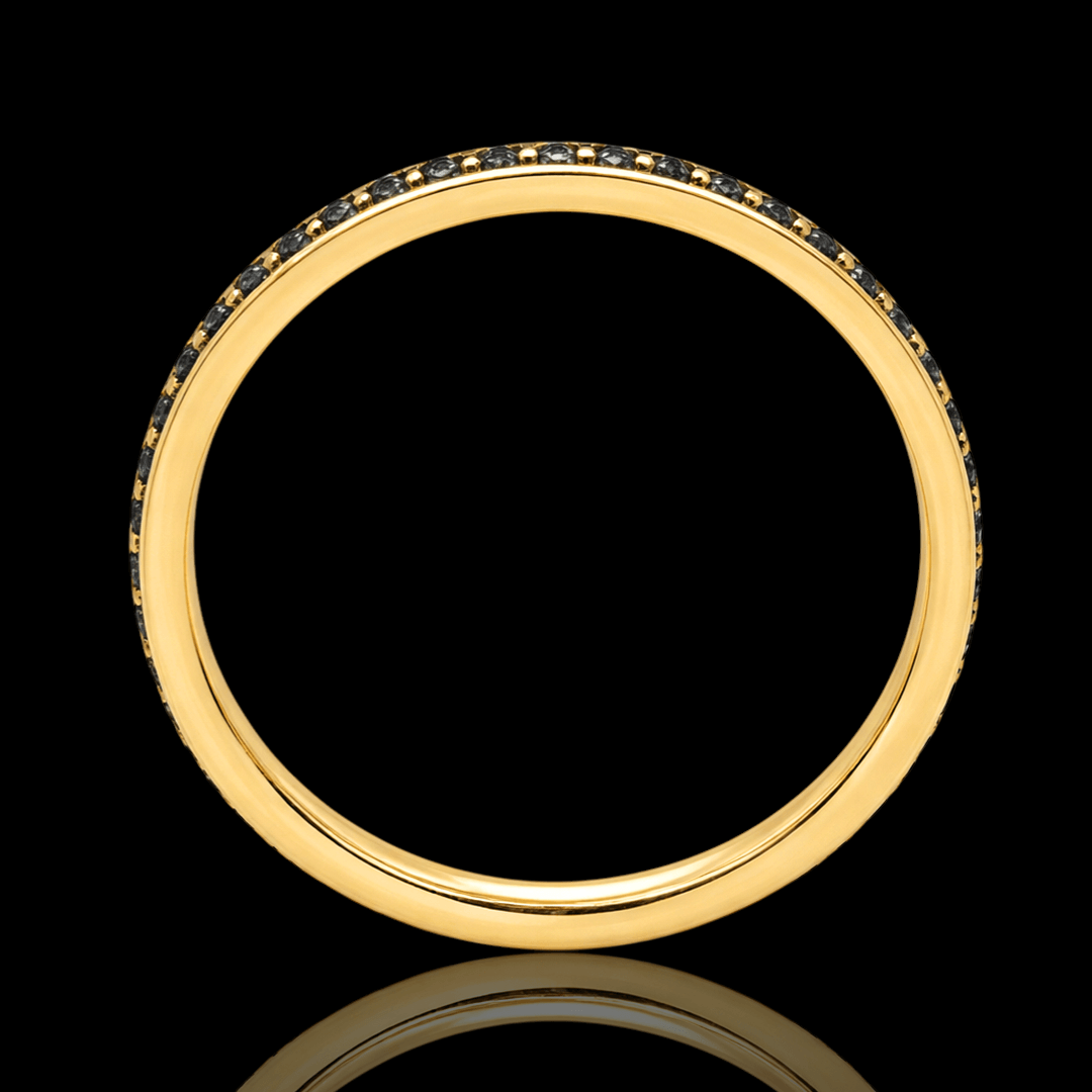 Geltono aukso žiedas su juodais deimantais ratuku
