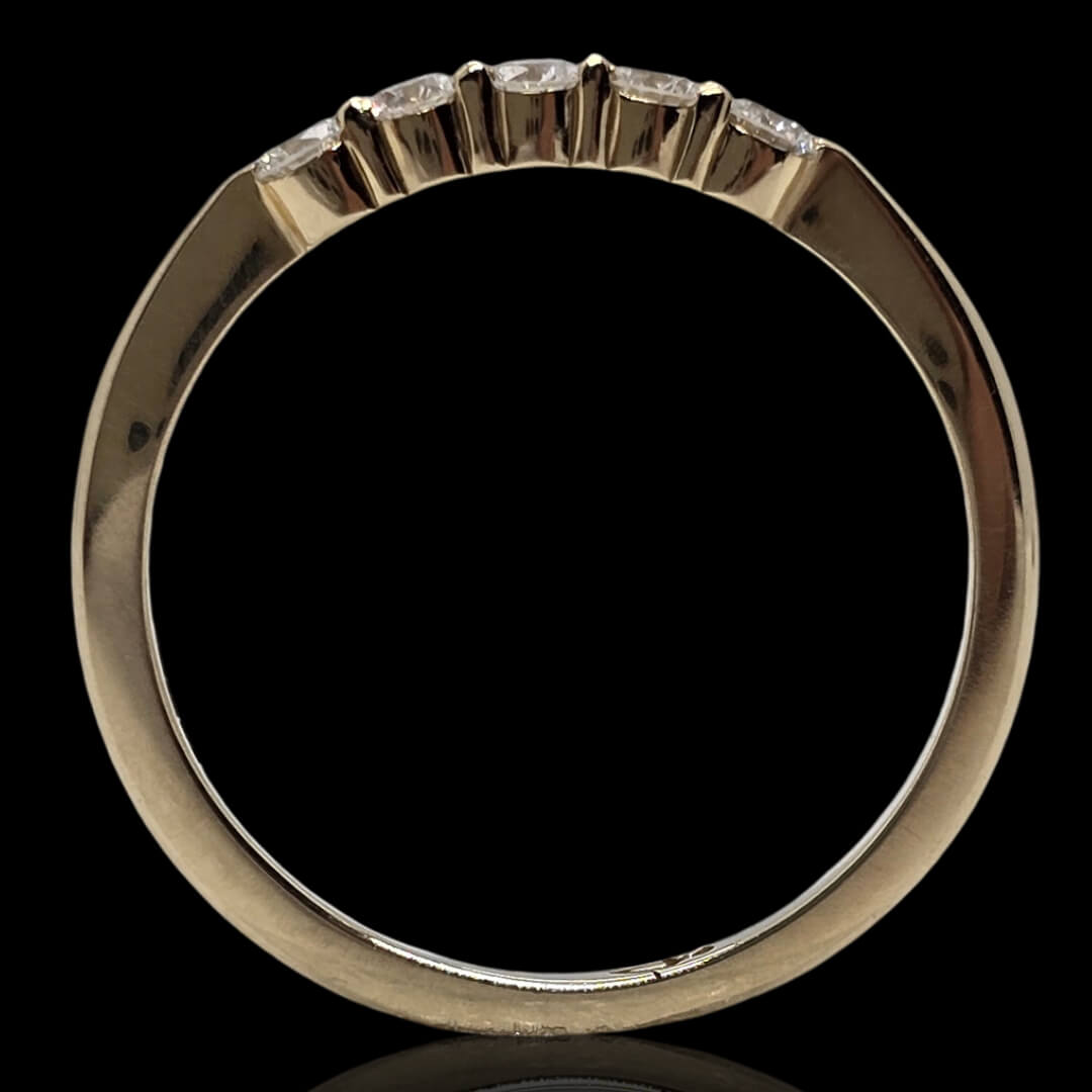 Geltono aukso žiedas su 5 briliantais