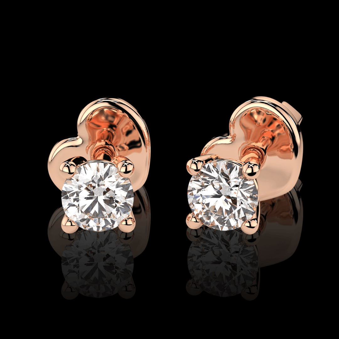 Raudono aukso auskarai su deimantais