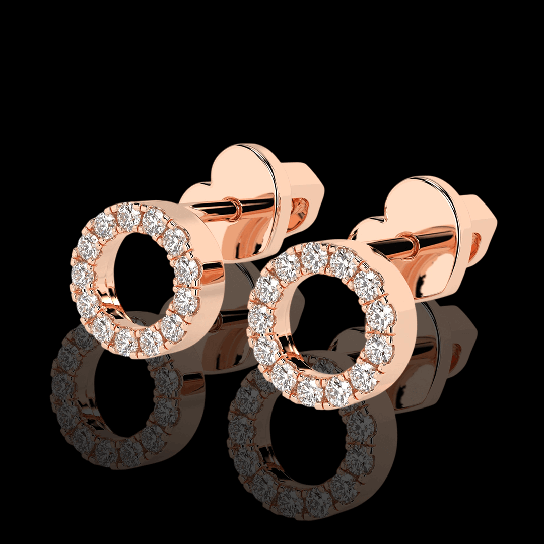 Raudono aukso "O" formos auskarai su deimantais