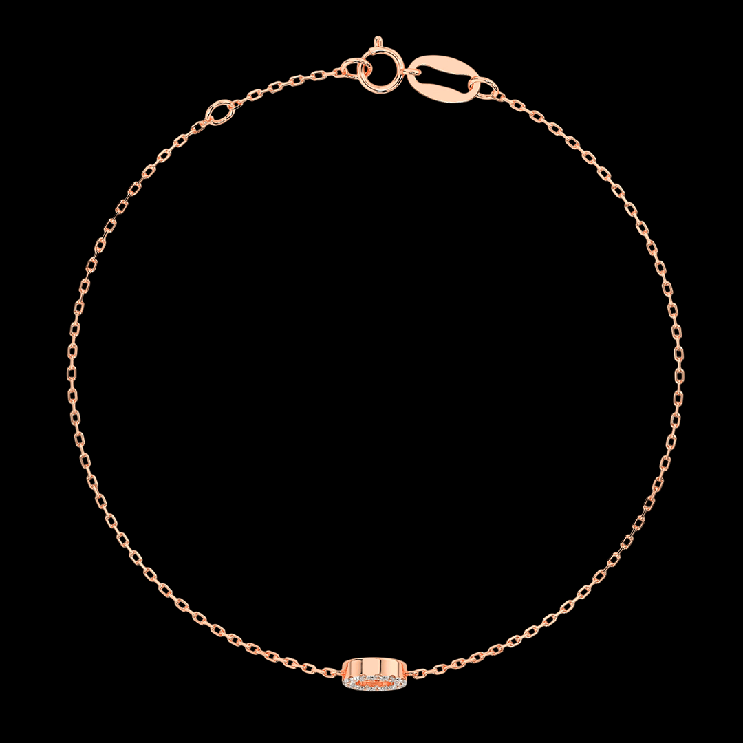 Raudono aukso apyrankė su apvaliu pakabuku