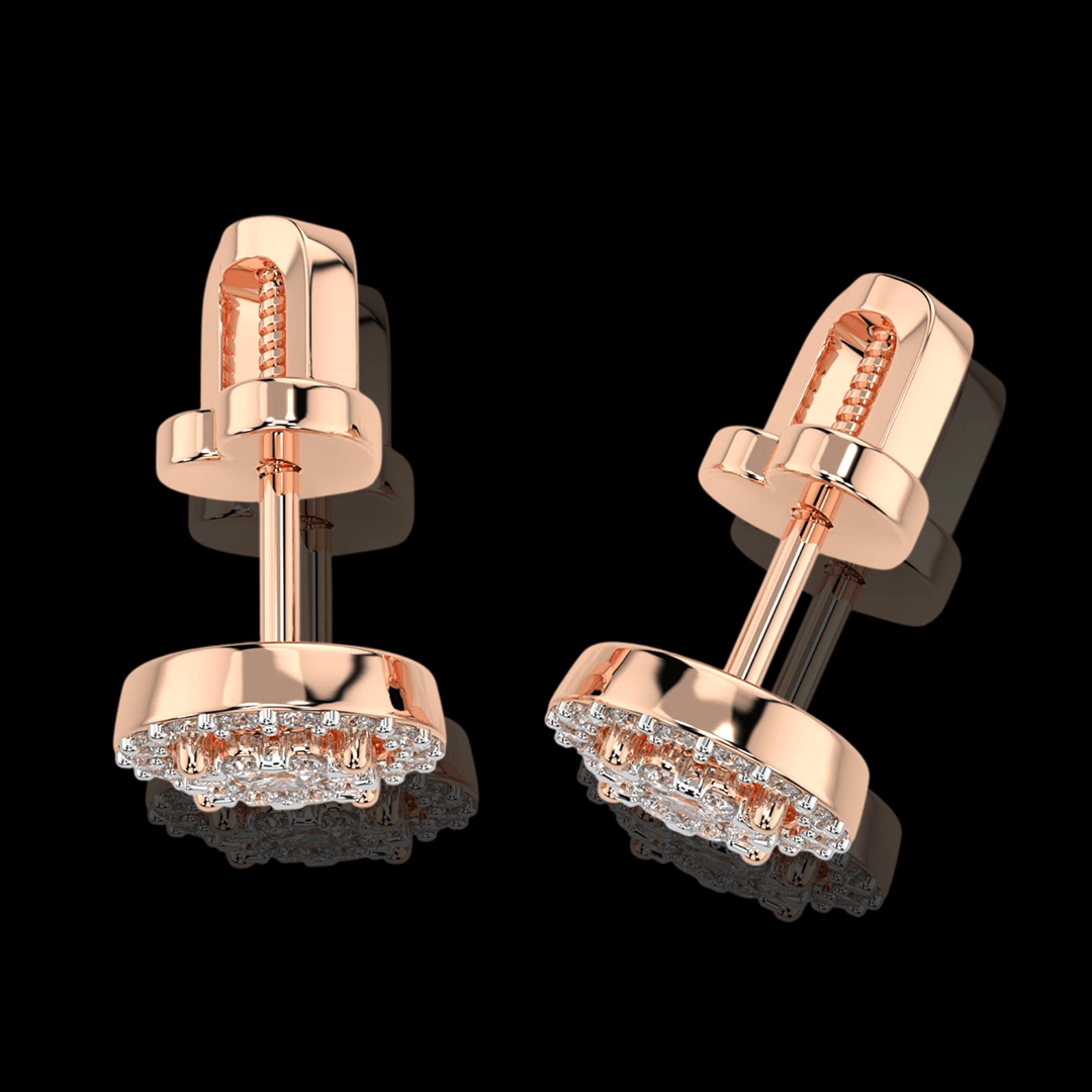 Raudono aukso auskarai su deimantais