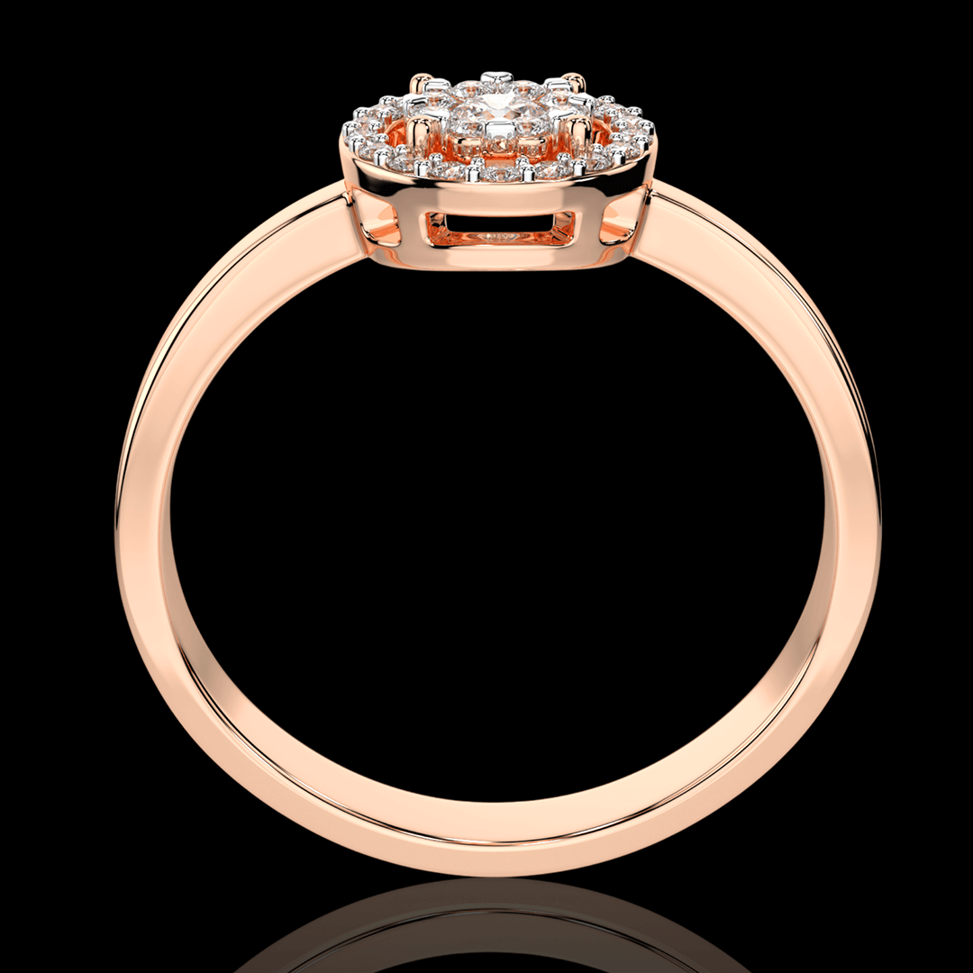 Raudono aukso "Halo" žiedas su deimantais