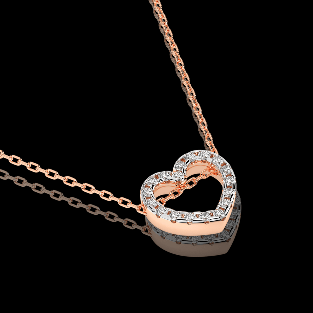 Raudono aukso grandinėlė su mažu širdelės pakabuku