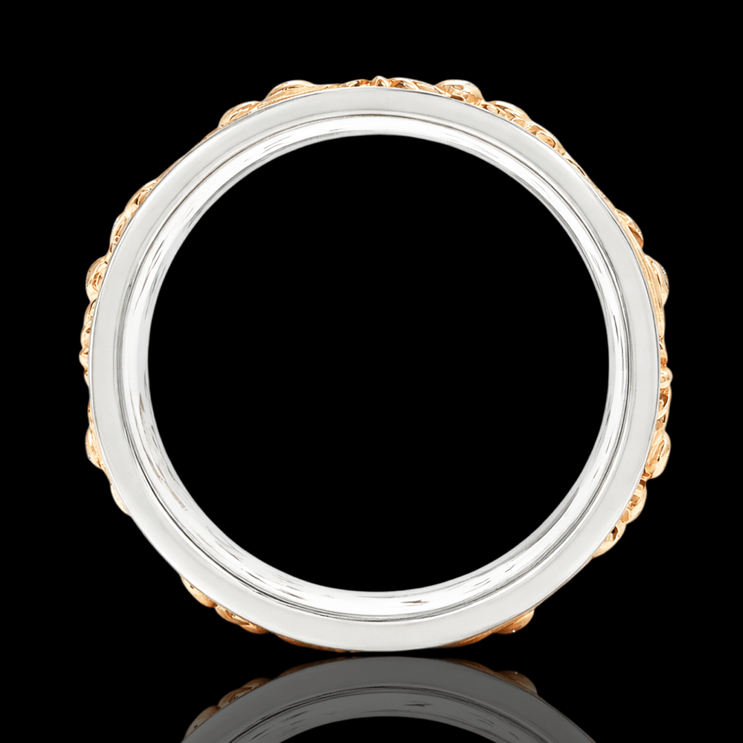 Raudono aukso ornamentinis žiedas su deimantais - 16.5