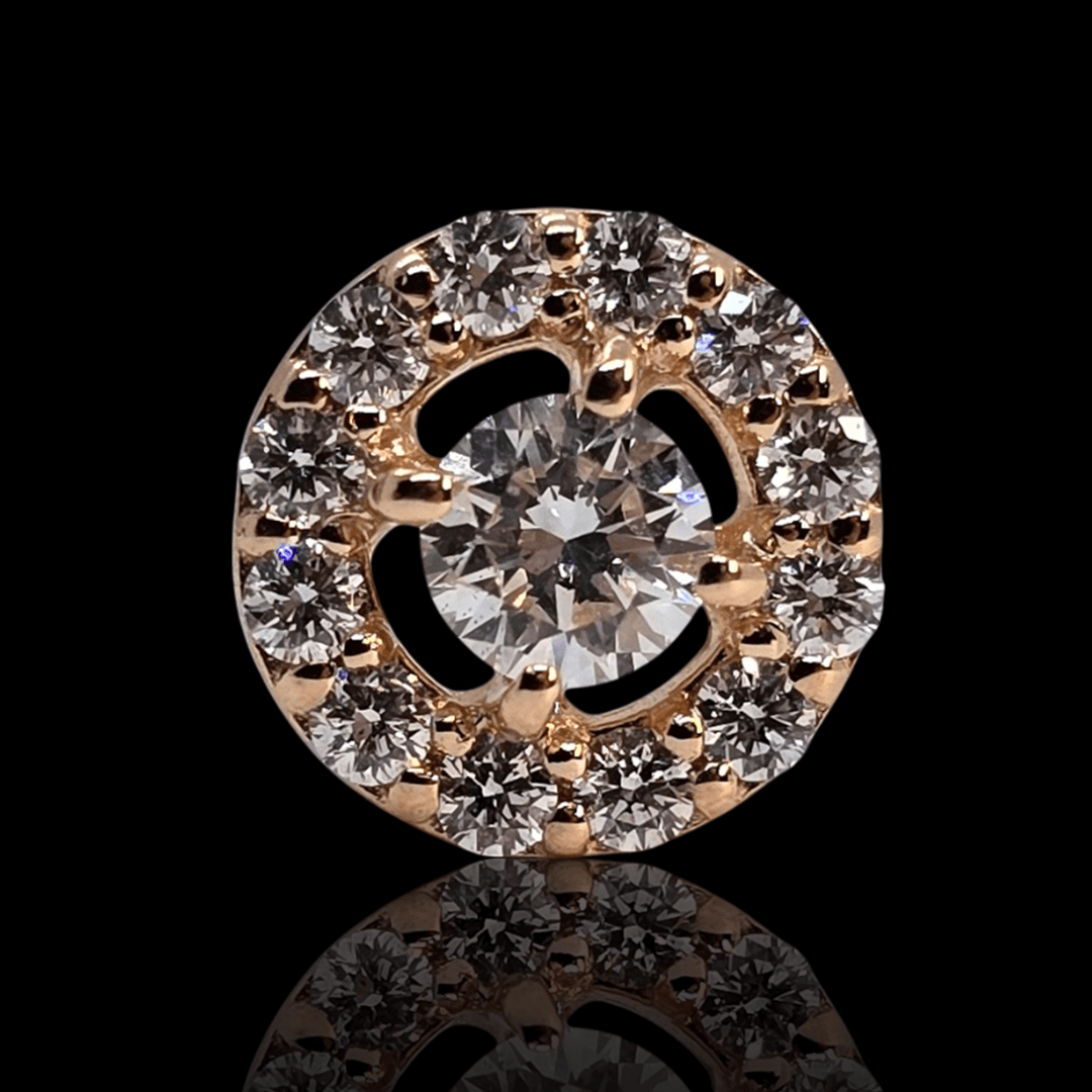 Raudono aukso pakabukas su deimantais ratuku