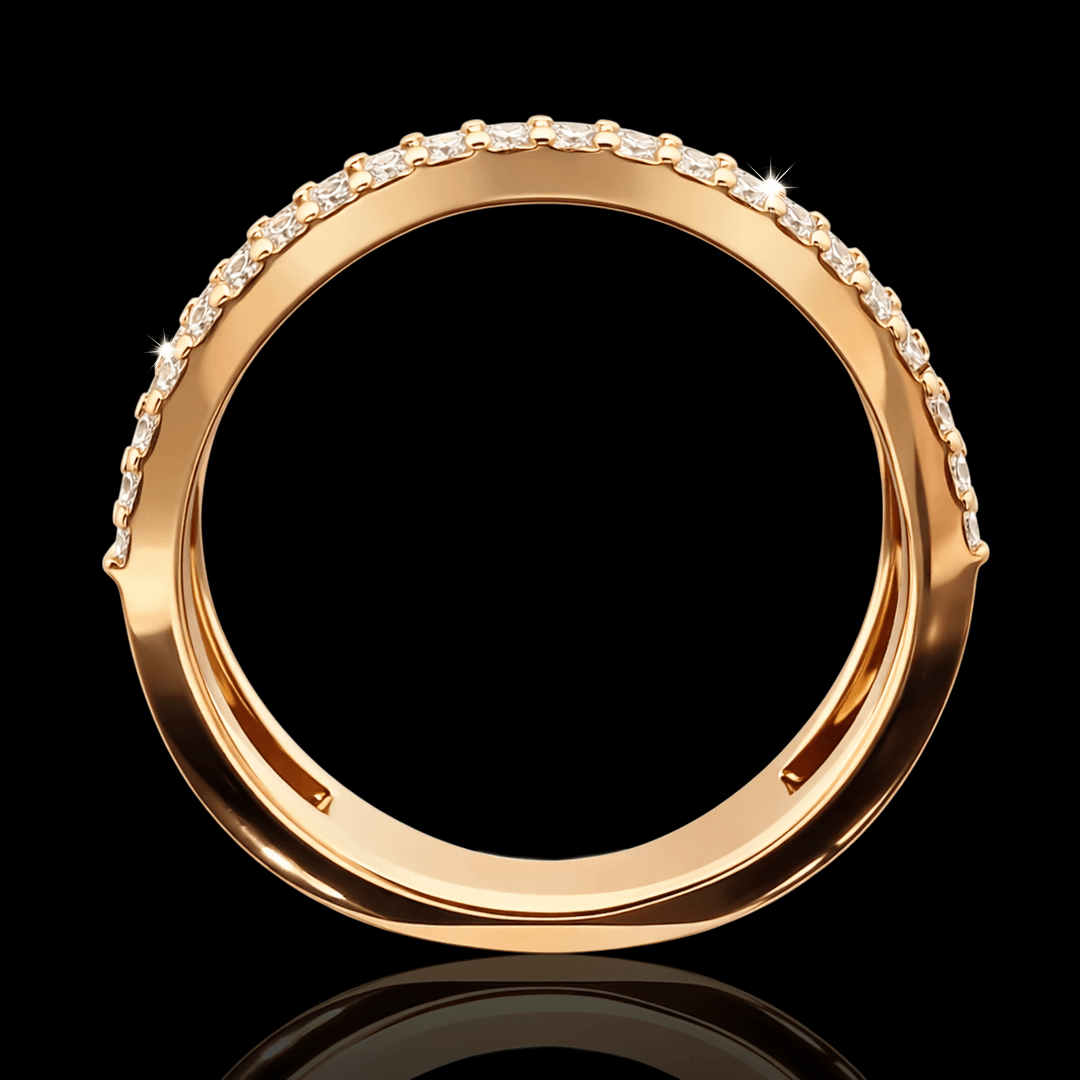 Raudono aukso žiedas su briliantinėm juostelėm