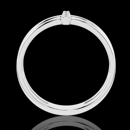 Balto aukso atviras žiedas su deimantais