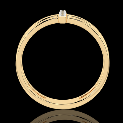 Geltono aukso atviras žiedas su deimantais