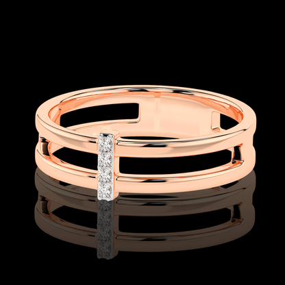 Raudono aukso atviras žiedas su deimantais