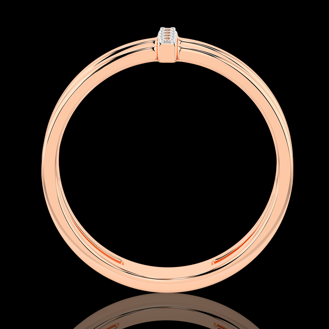 Raudono aukso atviras žiedas su deimantais