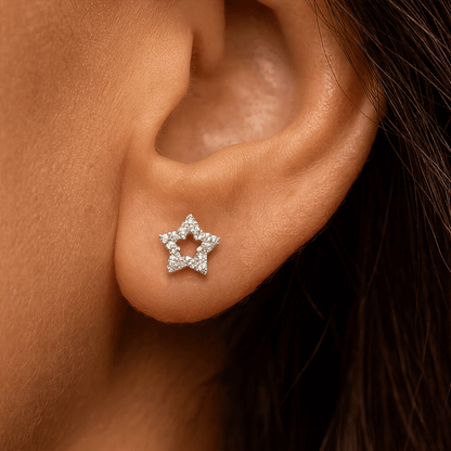 Raudono aukso auskarai "žvaigždutės"