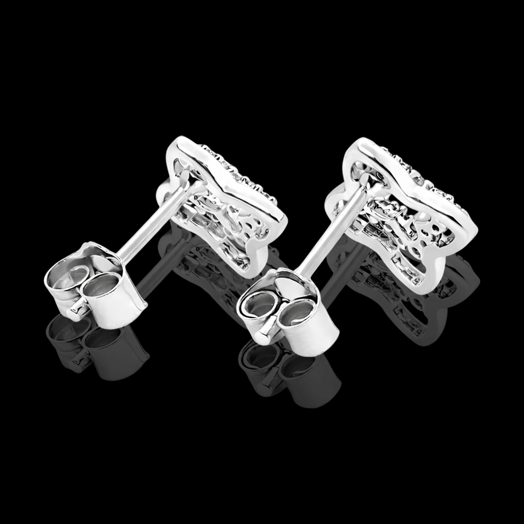 Balto aukso auskarai "Gėlytės" su deimantais