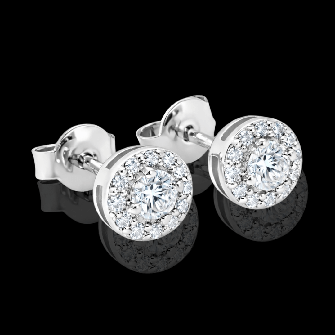 Balto aukso auskarai su deimantais