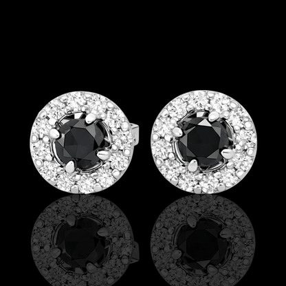 Balto aukso auskarai su juodais deimantais