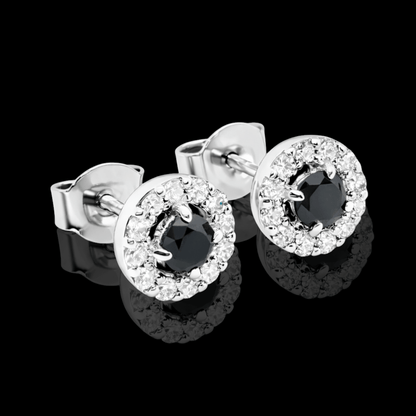 Balto aukso auskarai su juodais deimantais