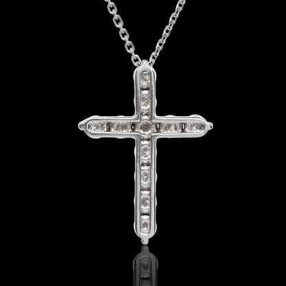 Balto aukso kryžiukas su deimantais - 2.6mm