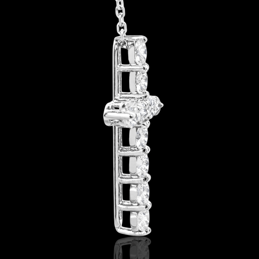 Balto aukso kryžiukas su deimantais - 3.5mm