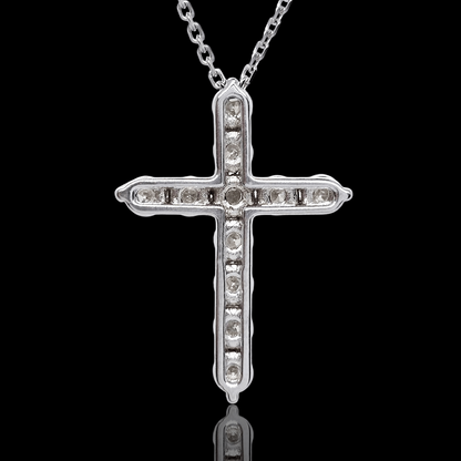 Baltas aukso kryžiukas su deimantais - 3mm