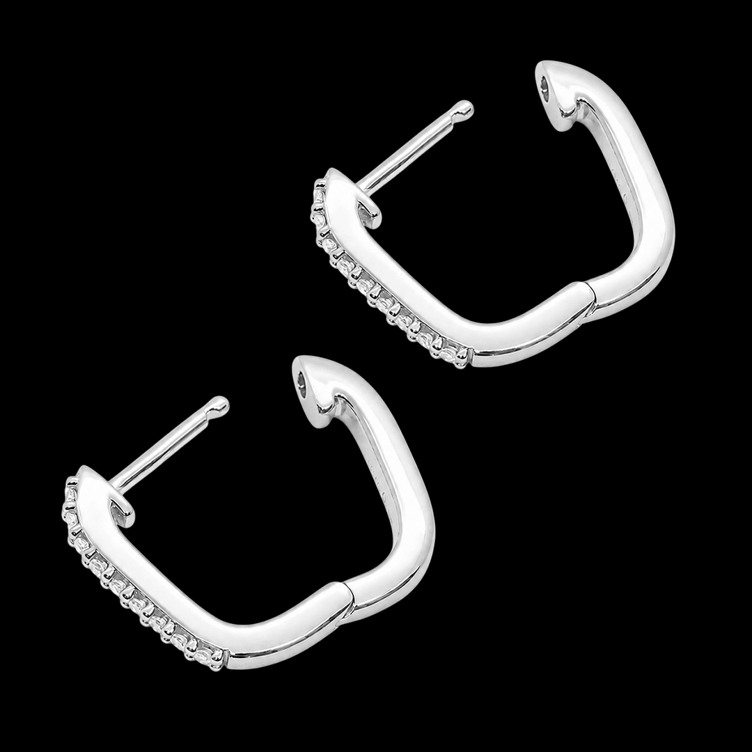 Balto aukso auskarai rinkės su deimantais