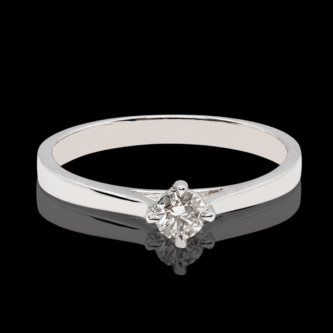 Balto aukso sužadetuvių žiedas su deimantu