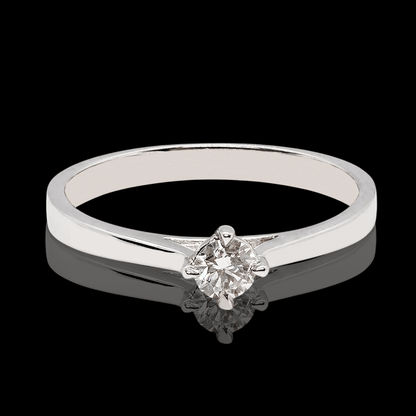 Balto aukso sužadetuvių žiedas su deimantu