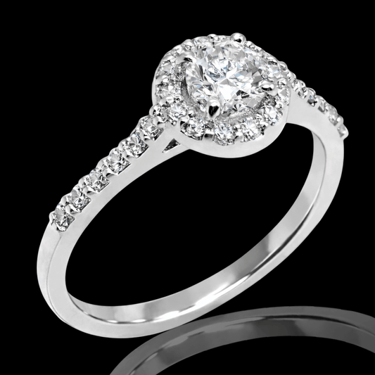 Balto aukso žiedas su deimantais