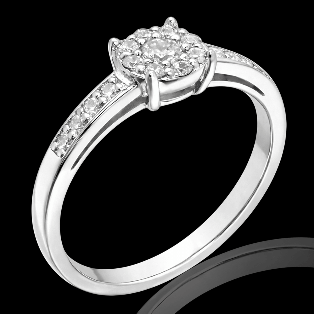 Balto aukso žiedas su briliantais