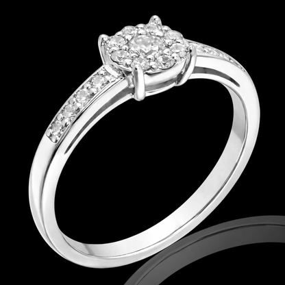 Balto aukso žiedas su briliantais