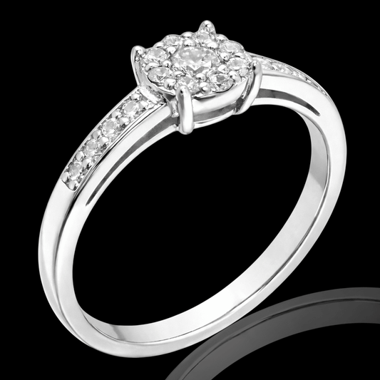 Balto aukso žiedas su briliantais