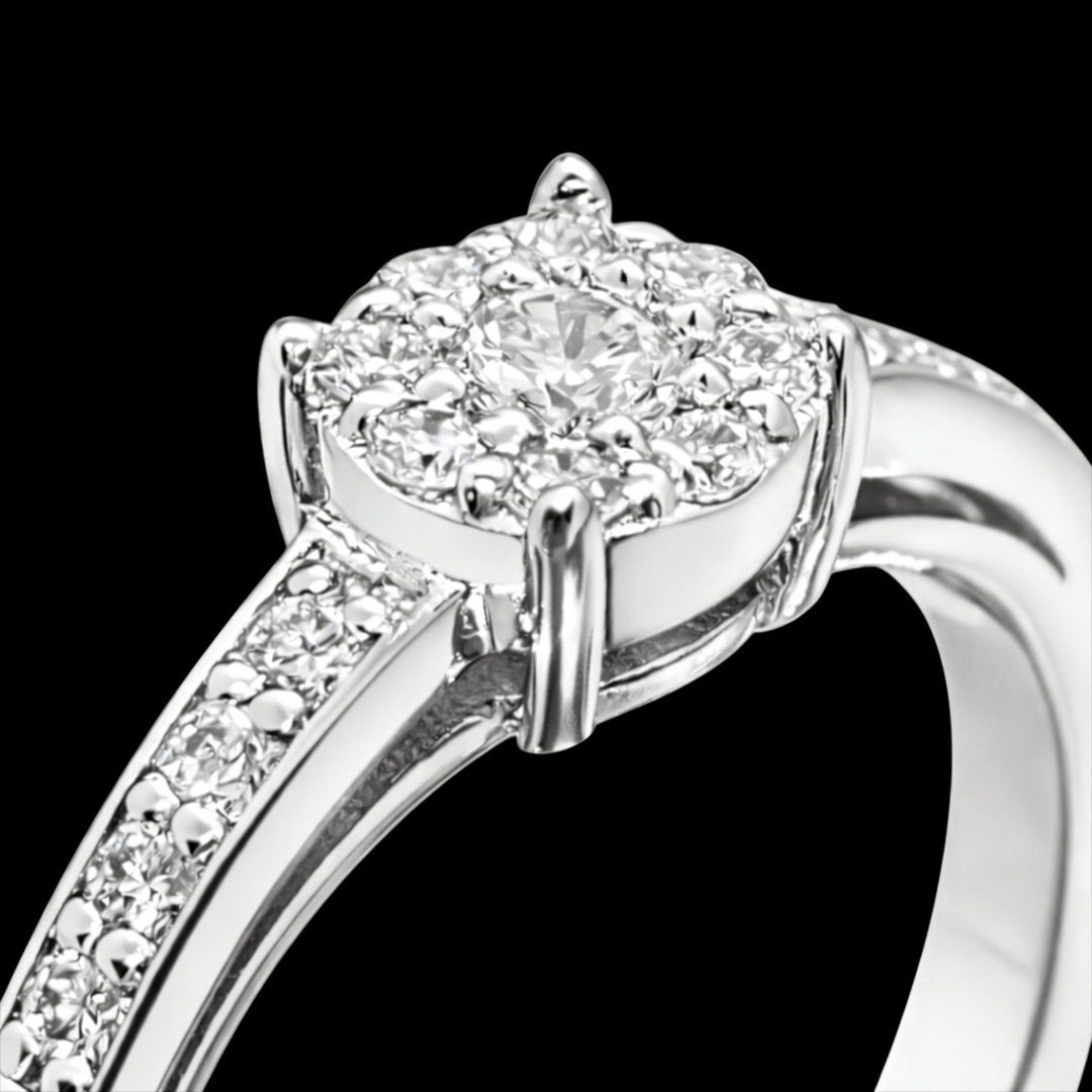 Balto aukso žiedas su briliantais