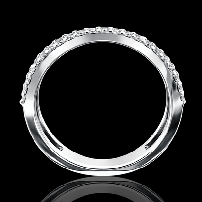 Balto aukso žiedas su briliantinėm juostelėm