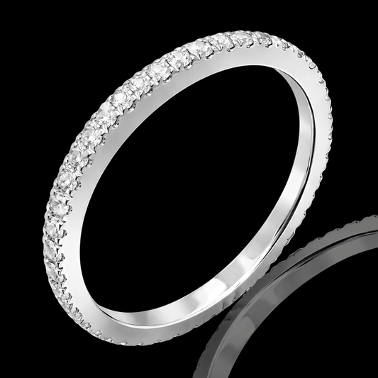 Balto aukso žiedas su briliantais eilute