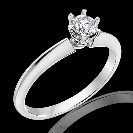 Balto aukso žiedas su briliantu