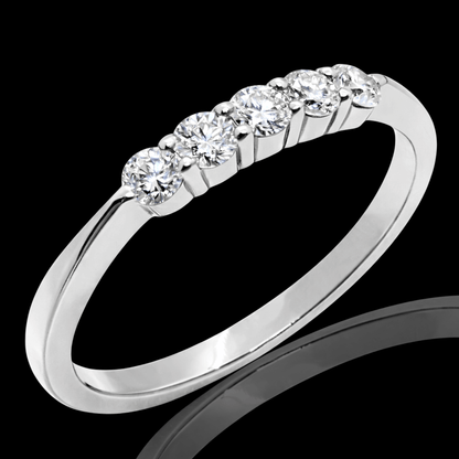 Balto aukso žiedas su 5 briliantais