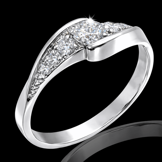 Balto aukso žiedas su briliantais