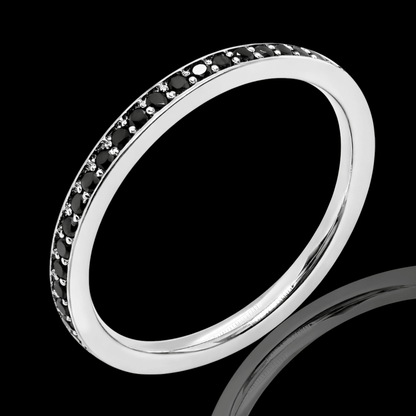 Balto aukso žiedas su juodais deimantais ratuku