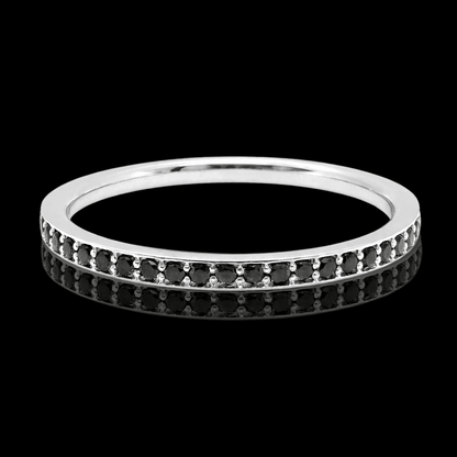 Balto aukso žiedas su juodais deimantais ratuku