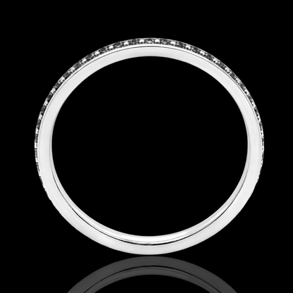 Balto aukso žiedas su juodais deimantais ratuku