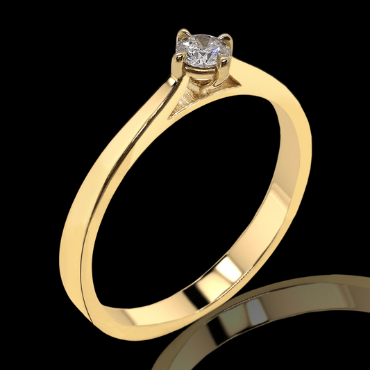 Geltono aukso sužadetuvių žiedas su deimantu