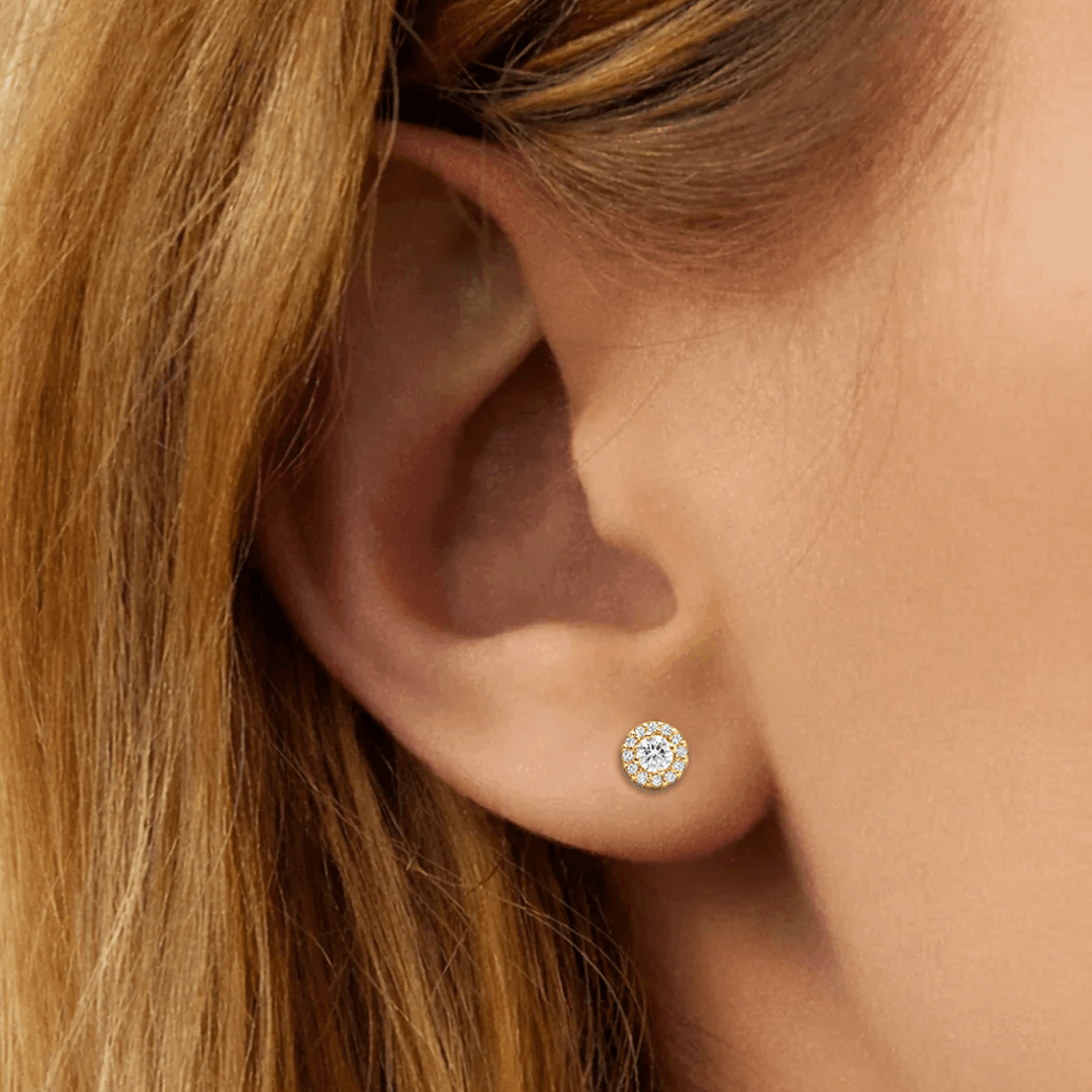 Geltono aukso auskarai su deimantais