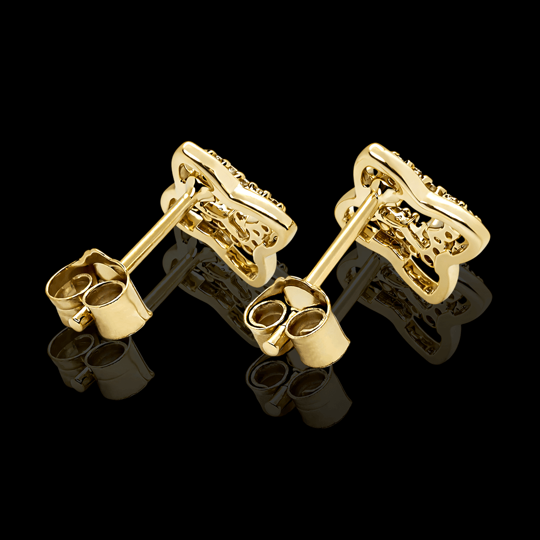 Geltono aukso auskarai "Gėlytės" su deimantais